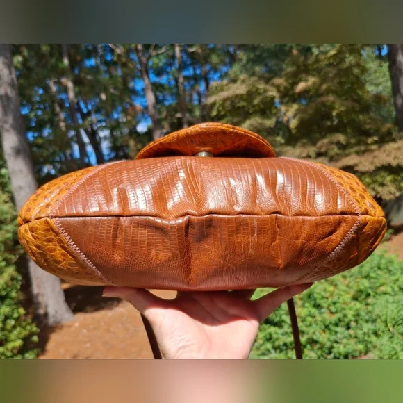 Vintage 1980's J&E Handbag Company NY Brown Leather Large Convertible Clutch - Picture 7 of 14